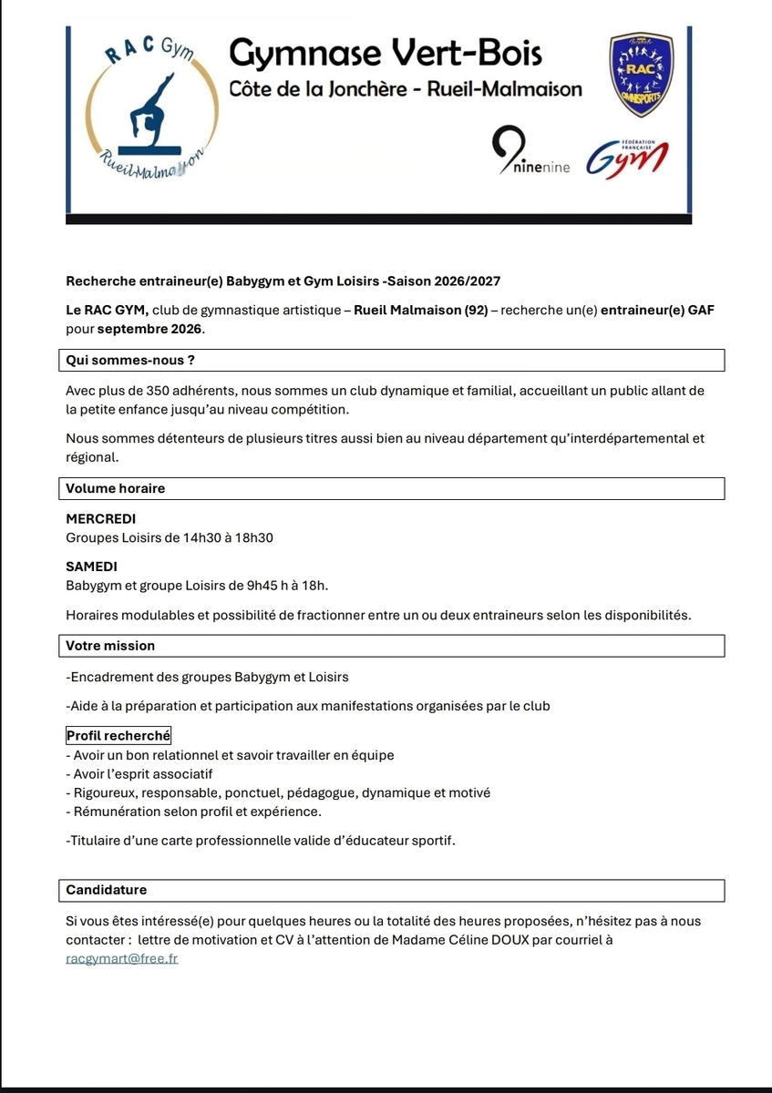 Recherche entraîneur